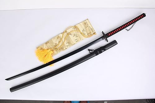 Anime Ichigo Kenpachi Histugaya Byakuya Urahara Acero al carbono Hoja Real Samurai Espada Katana Cosplay Disfraz LARP Réplica