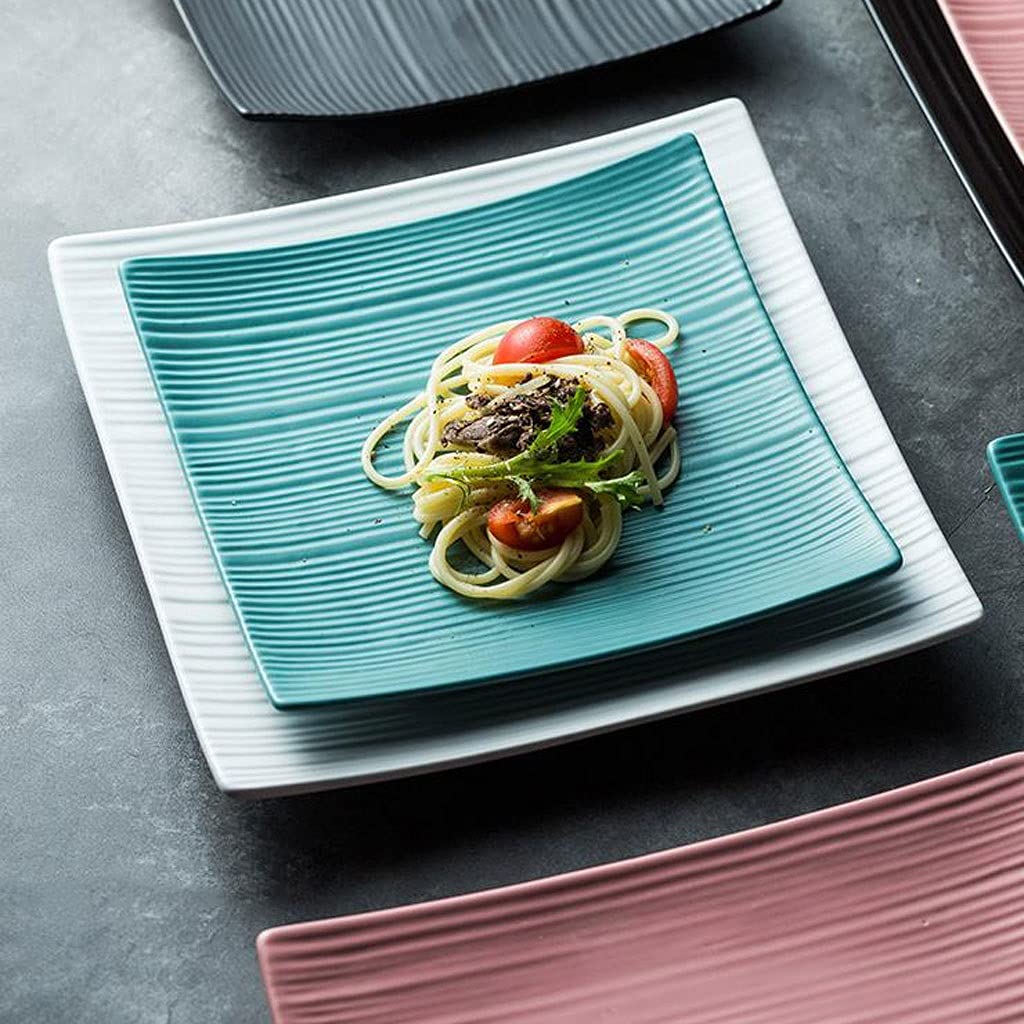 Płyty naczyń 2-częściowe płyty obiadowe 8 cali Ceramic Square Sushi Dishes do Sałatka Stek Makaron i przystawkę serwowania Plates Restauracja, Kolacja rodzinna i impreza .Domowa płyta jadalna
