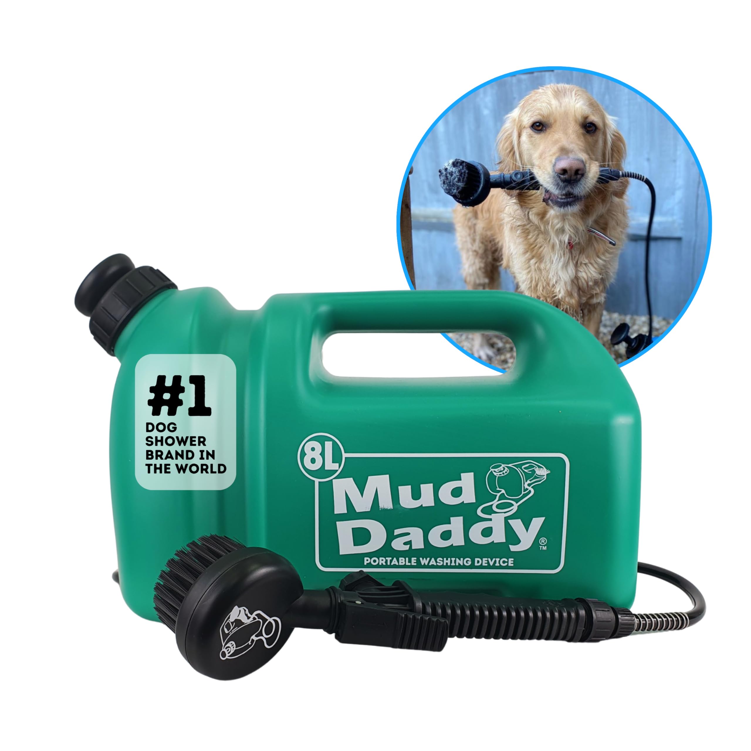 Mud Daddy 8 Litre Portable Pet Washing Device | Muddy Walks | Pet Cleaning | Grooming | Forest Green (Forest Green)
