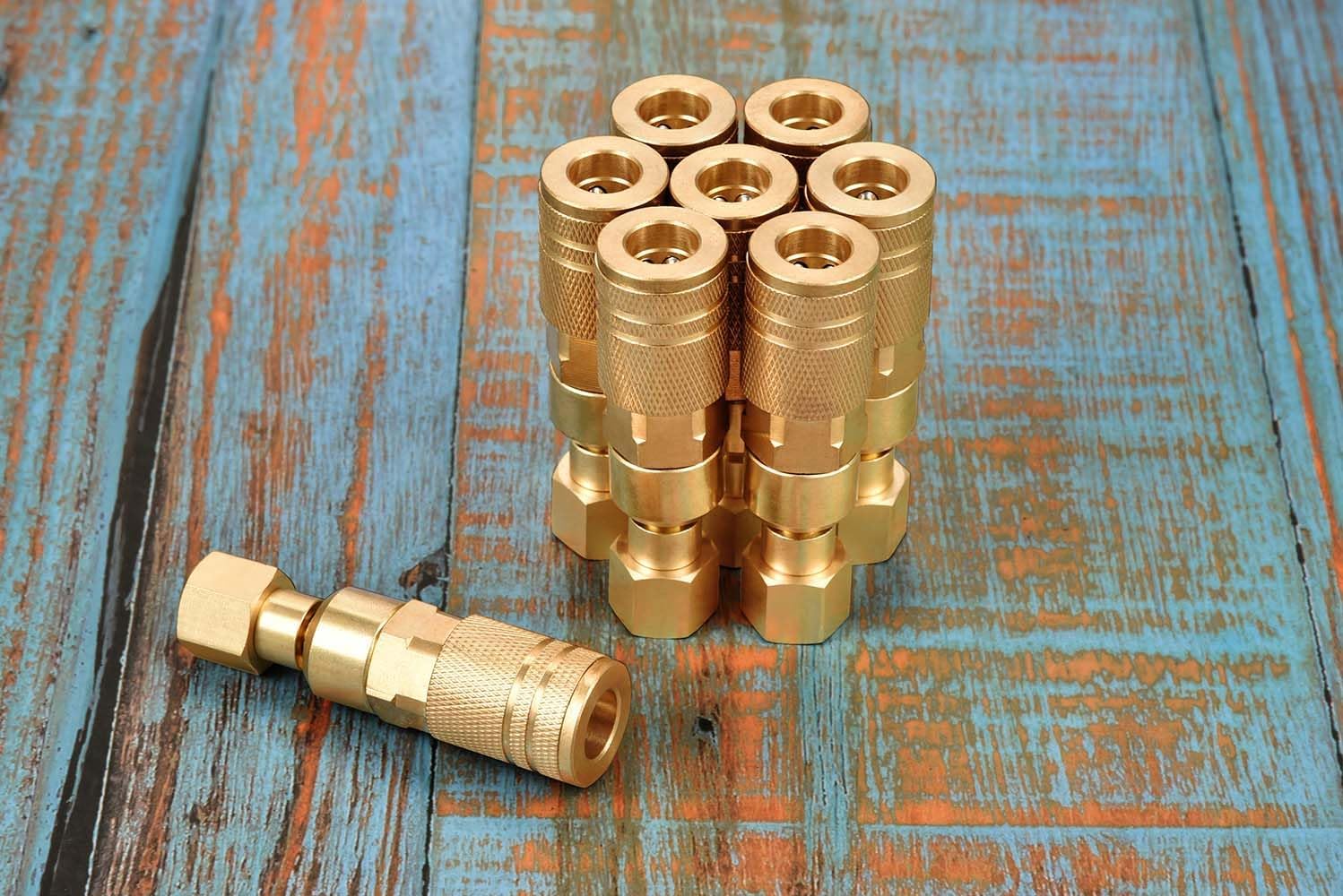 RayMagic Upgraded 1/4'' NPT Air Hose Fittings, 1/4 Inch Brass Female 360° Swivel Coupler, Quick Connector M Style Air Coupler,1/4 Inch Air Fittings For Air Compressor Accessories 8-Pack
