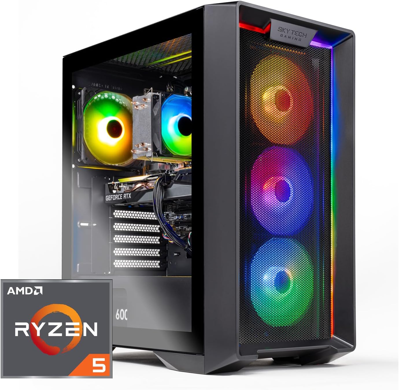Nebula PC Desktop, Ryzen 5 5600 3.5 Ghz (4.4GHz Turbo Boost), NVIDIA RTX 3050 6GB GDDR6, 1TB SSD, 16GB DDR4 RAM 3200, 650W Gold PSU, Wi-Fi, Win 11 Home