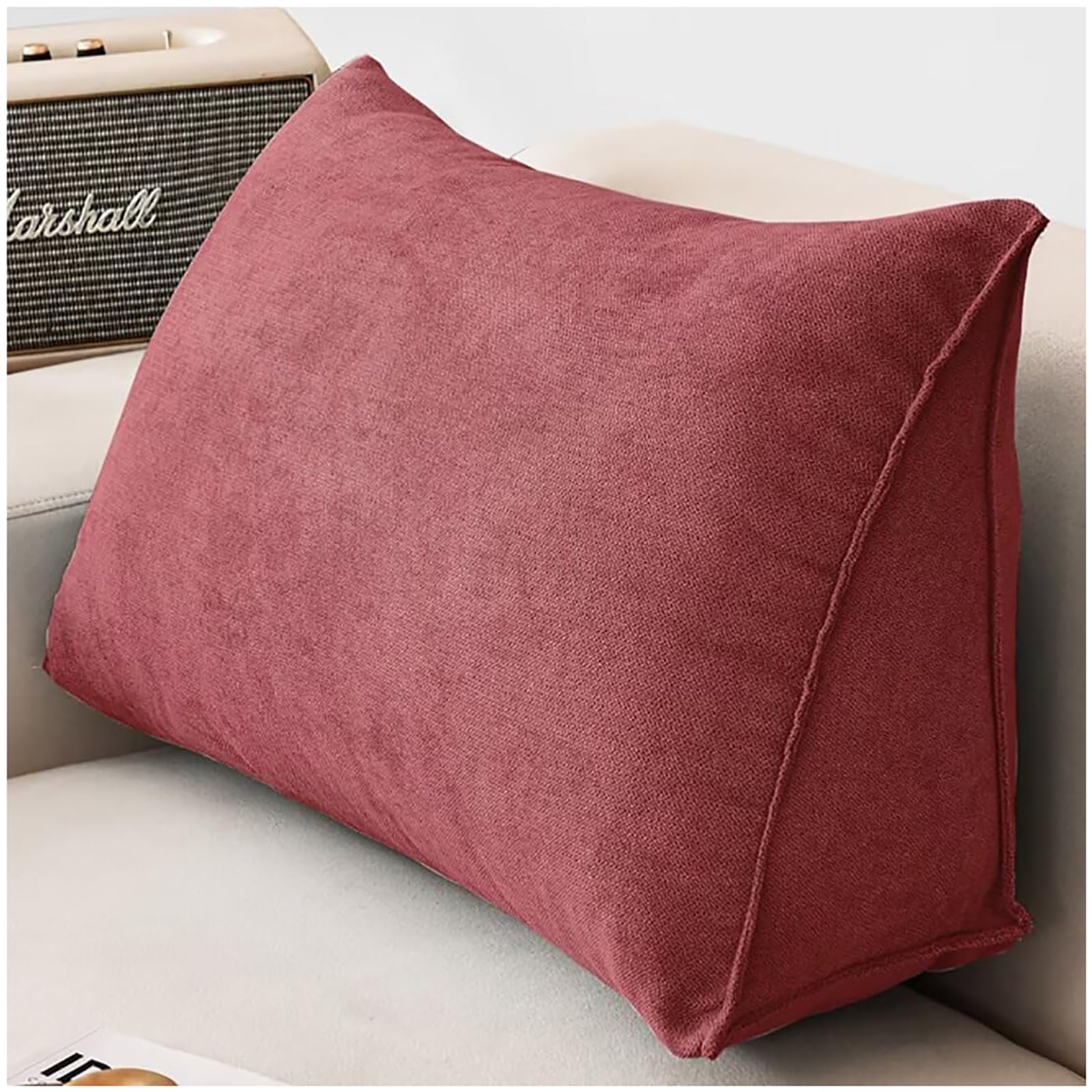 ZTGL Wedge Pillows Headboard Reading Pillow Backrest Pillows for Sitting Up in Bed Rest Large Triangle Bolster Cushion Velvet Daybed Pillow Lumbar Support Leg Positioning,Red,90x35x20cm