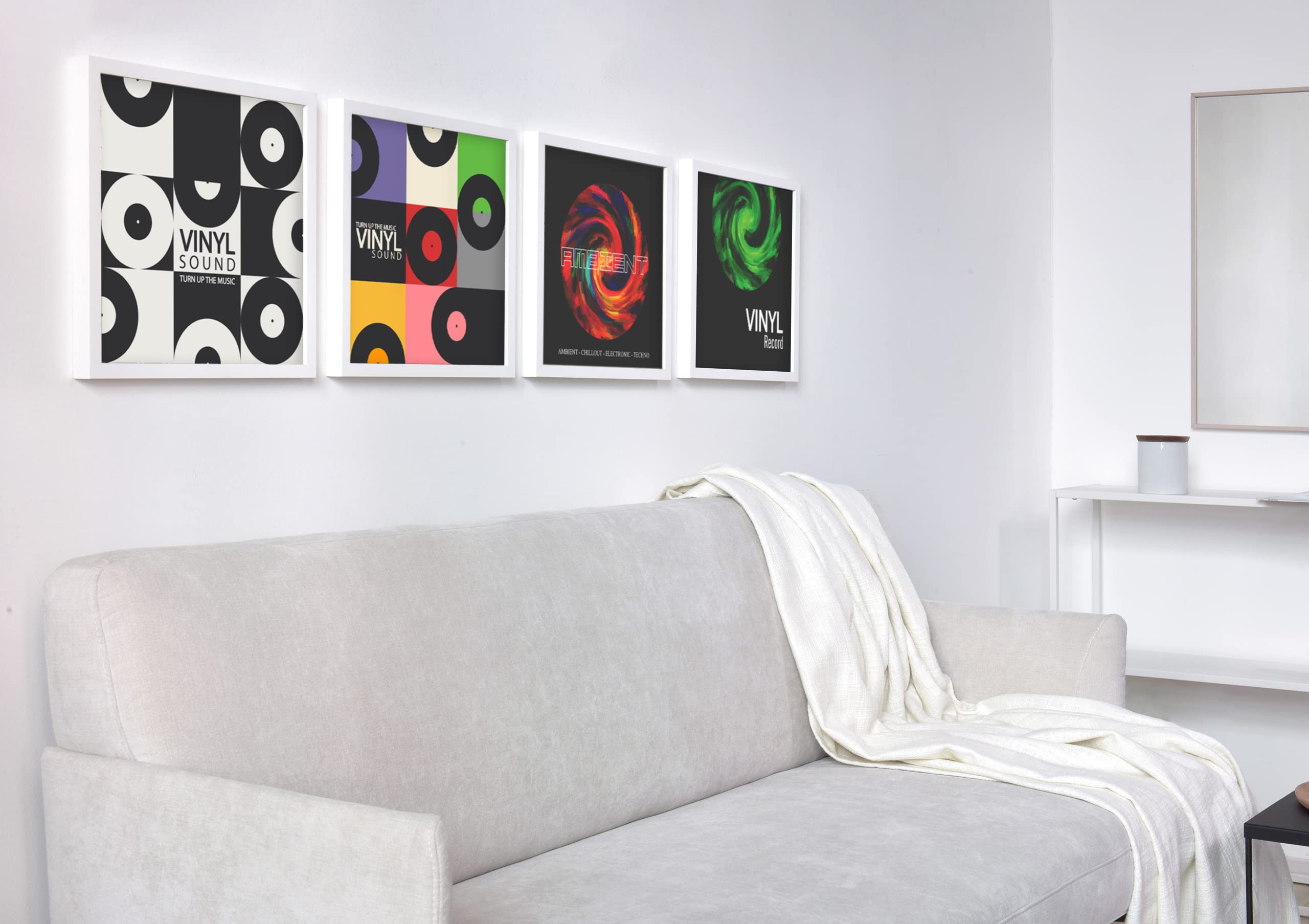 nielsen marco para discos de vinilo, 31,4 x 31,6 cm (juego de 3), Madera, Negro, Marco para vinilopara colgaren formato vertical y apaisado, vidrio sintético irrompible, Vinyl Holz