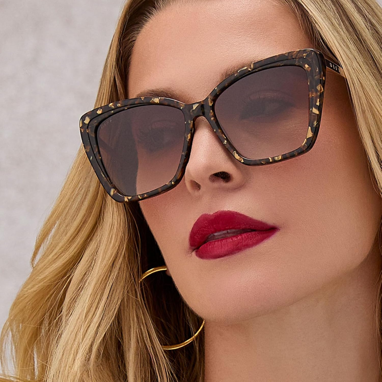 DIFF Becky II Designer Oversized Cat Eye Sunglasses for Women | Tortoise Frames | 100% UV Protection - Image 2