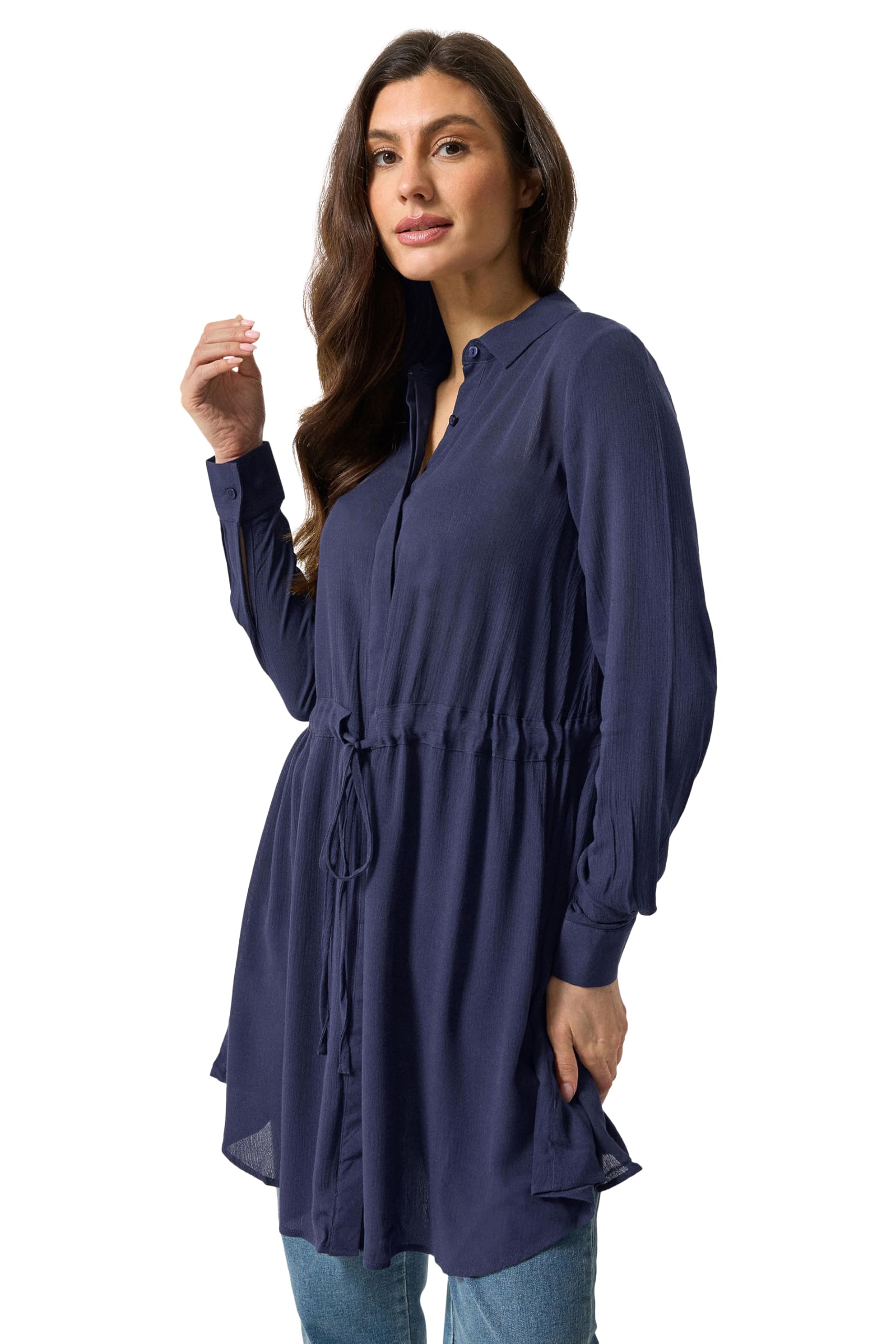 M&Co Women's Shirt Dress Size 14 Mid Navy