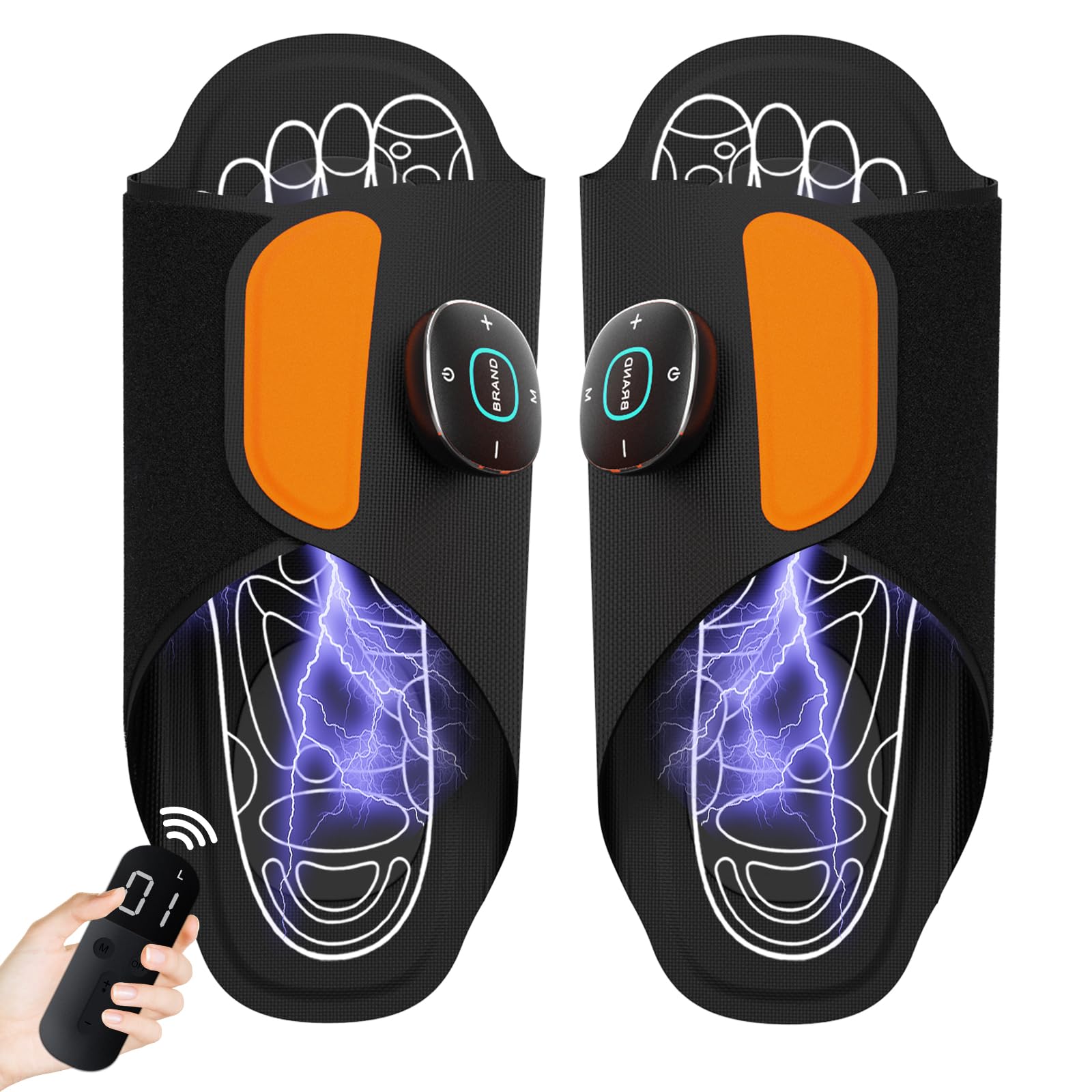 CENYEDA EMS Foot Massager Mat - New Upgrade Foot Massage Shoes for Pain Plantar Relief, Wearable Legs & Feet Massager Pad with Remote Control, 7 Modes 15 Levels Massage Slippers(1 Pair)