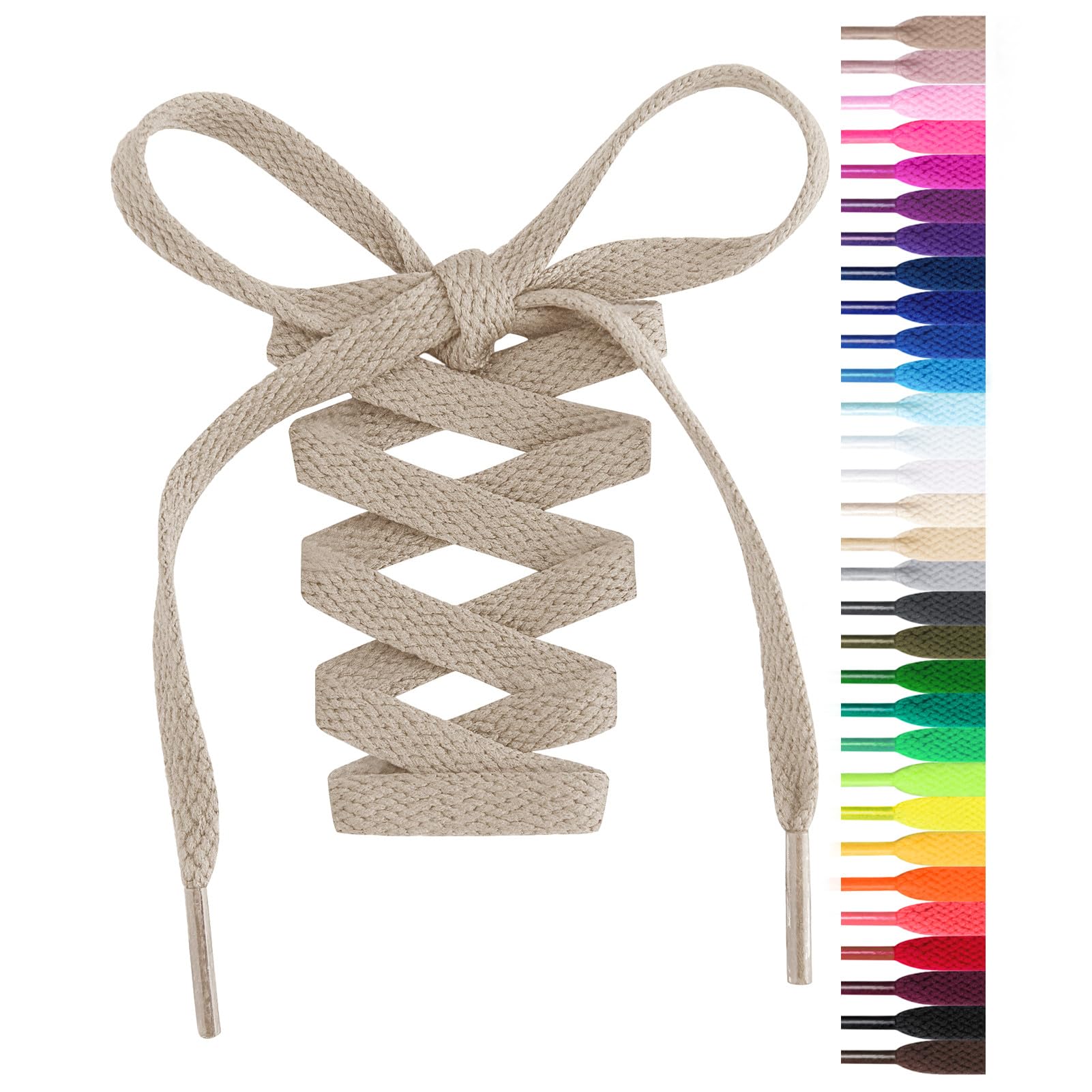 HandshopFlat Shoelaces 5/16" - 20 Colors in 36"-72" Shoe Laces For Sneakers