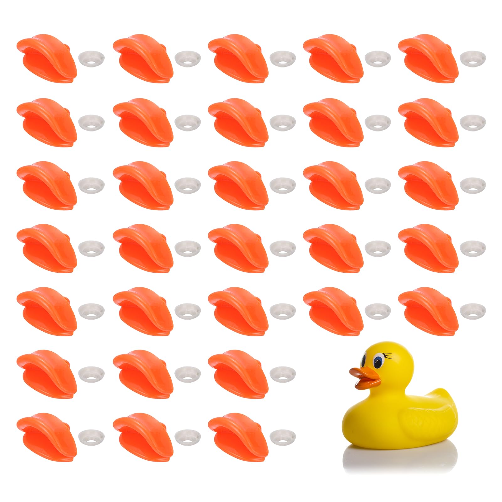 Muiltvoe 30Pcs Plastic Duck Beak, 0.94 in Doll Safety Duck Mouth Replacement Decor with Washers for DIY Craft Crochet Duckbills Doll Making