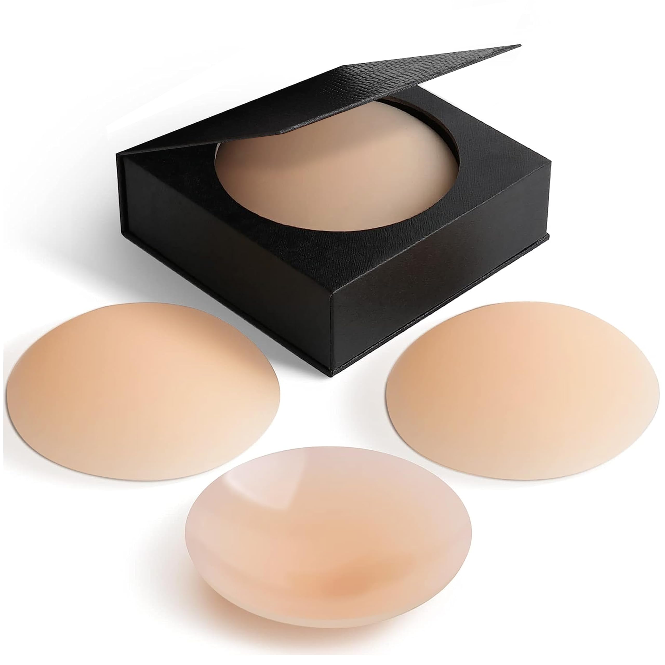 2 Pairs Reusable Silicone Nipple Covers for Women - Sticky Adhesive Invisible Nipple Pasties with Travel Box