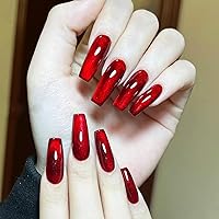 Vista 26 de Uñas postizas a presión largas de ataúd, con purpurina, brillantes, acrílicas, artificiales, de cobertura completa, con pegamento, para mujeres, 24