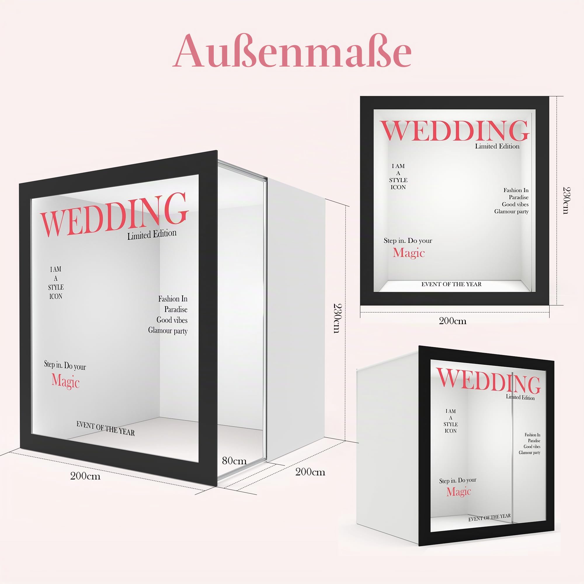 HARZHI Magazine Box Fotokabine, Leichte Photo Booth für Wedding mit Individuelles Logo, 2 x 2 x 2,3 M, Schneller und Einfacher Aufbau, Fotobox für Geburtstage, Partys, Vermietung und Kommerzielle