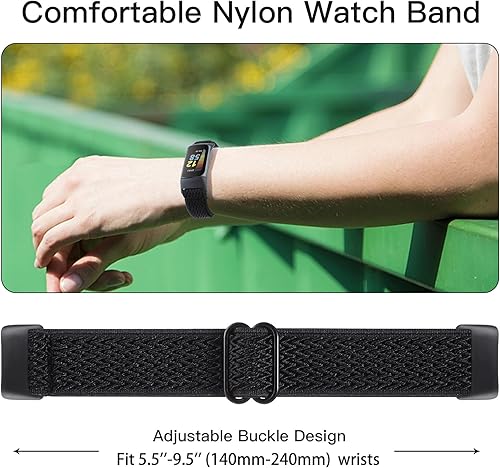 Miniatura 2 de Paquete de 5 correas elásticas de nailon compatibles con Fitbit Charge 6Fitbit Charge 5 bandas para mujeres y hombres, correas elásticas ajustables
