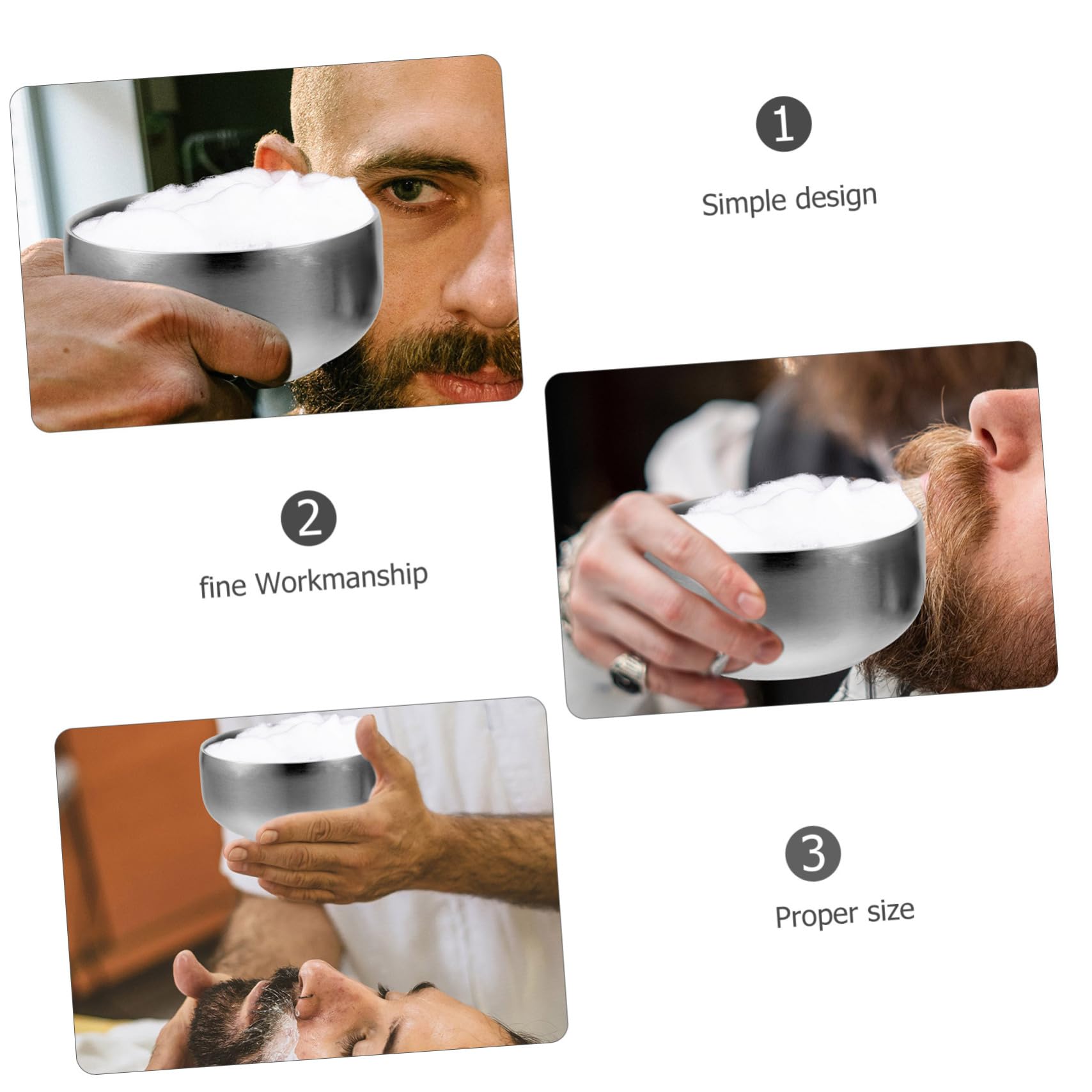 Healvian Cuenco de Afeitar Cómodo para Aplicar Crema y Jabón para Hombres Diseño Práctico y Duradero de Acero Inoxidable con Tapa Adecuado para Uso en Salón Casa