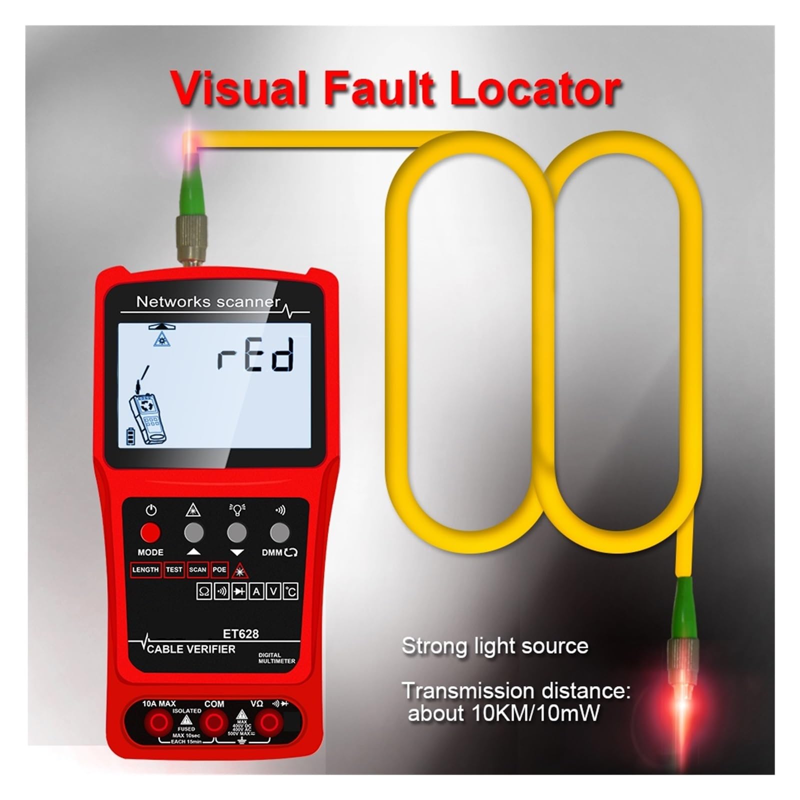 Comprobador de cable de red Multímetro 3 En 1, Probador De Cable De Red, Localizador Visual De Fallos, Analógicos, Búsqueda Digital, Cable De Prueba POE, Longitud De Emparejamiento, Probador De Mapa D