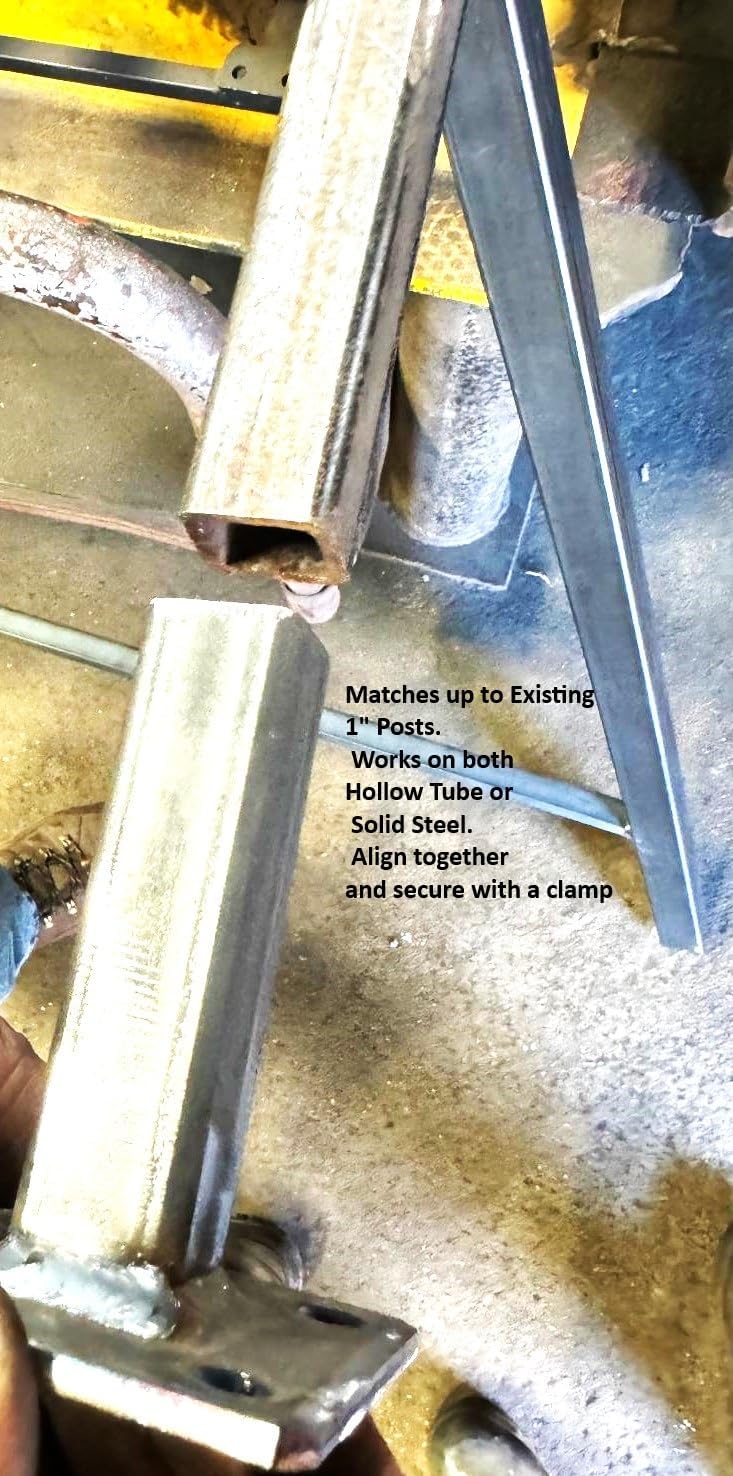 Fix 1" Rusty Iron Outdoor Railing Posts 10" Repair Mount Handrail Brackets Needs Welding -for 1" Hollow Or Solid Steel Post Broken Out of Cement Extensions Black Paint- Concrete Anchor Bolts