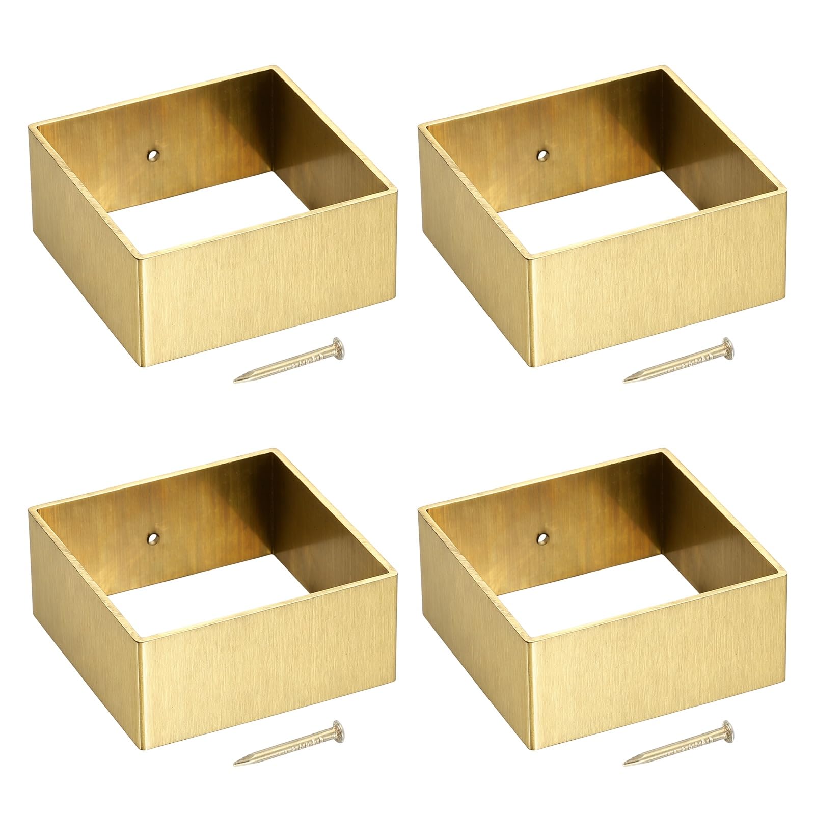 sourcing map 4Pcs Brass Furniture Foot Cover, 42.5x45x20mm Floor Protector