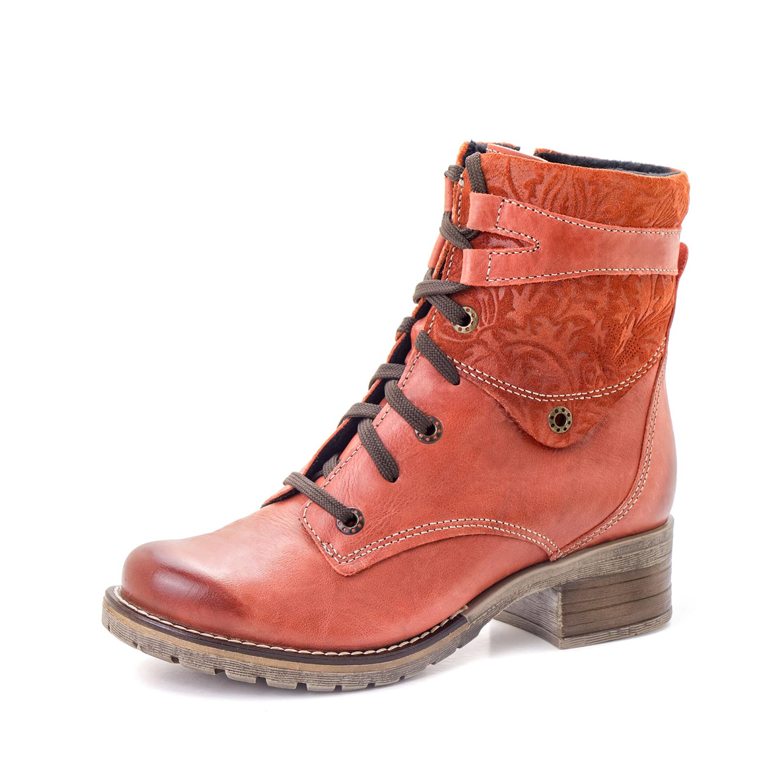 Dromedaris Women's Kara Combat Lace-up Comfort Boot with Inside Zip