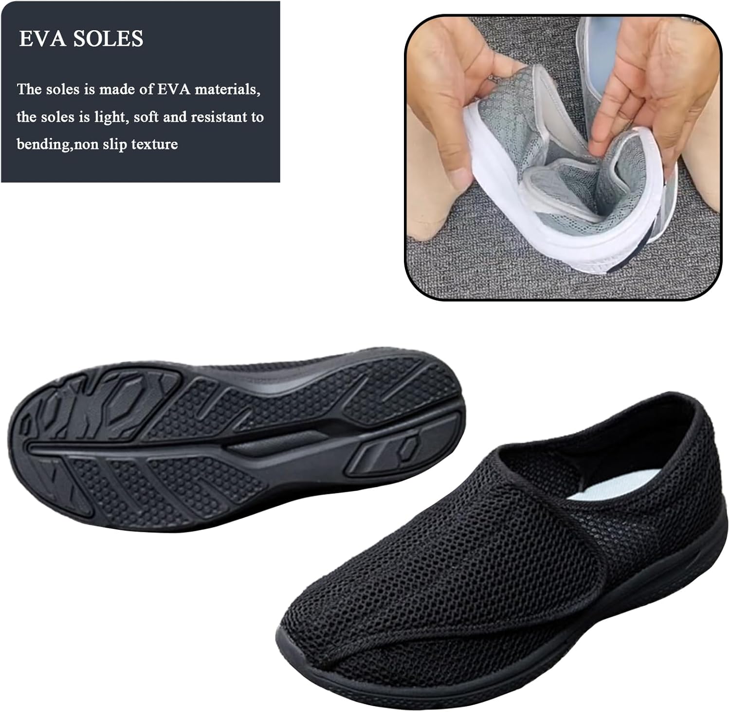 Diabetic Sandals for Men Women Adjustable Extra Wide Width Walking Shoes Non Slip Breathable Slippers for Swollen Feet Arthritis Edema Elderly