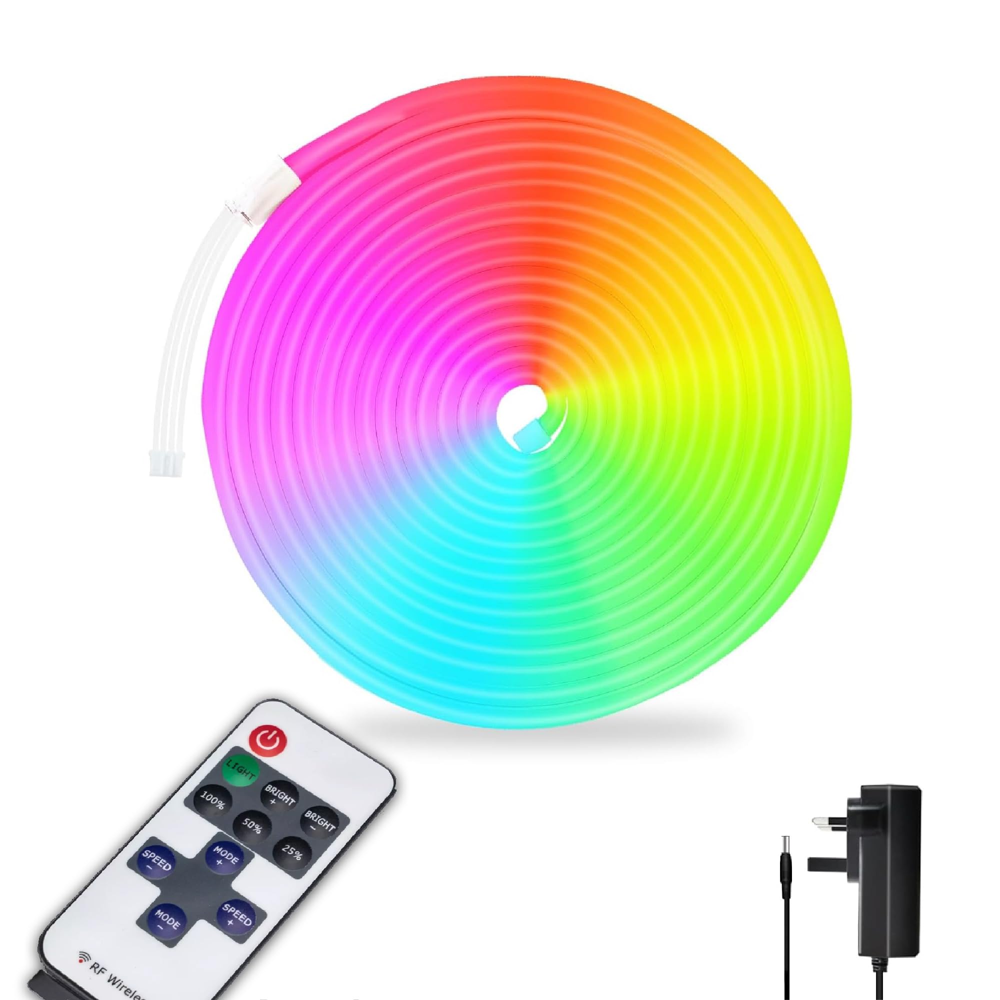 rynli 5M NEON LED Neon RGB LED Strip Light RGB Full Kit