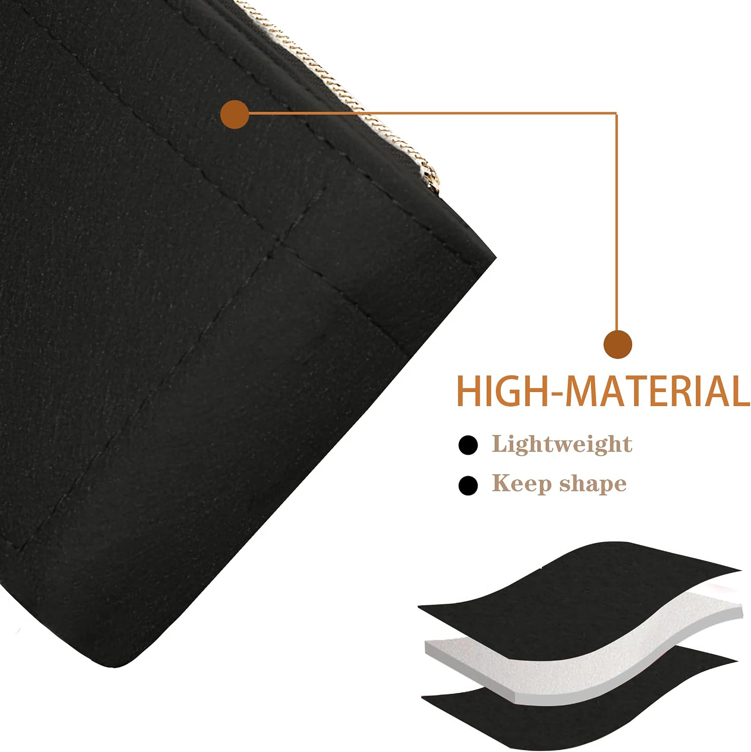 Multi Pochette Accessories Purse Organizer Insert for Women,2 Packs Bag Purse Organizer Insert Fits for Pochette Tote Bag Organizer Bag in Bag with Key Chains and Zipper,Black
