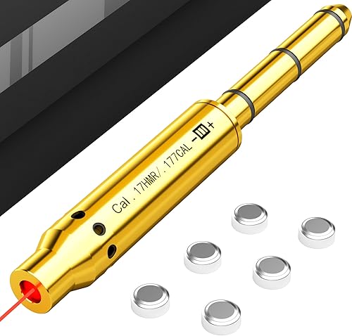 Lyska Láser de avistamiento de calibre .22LR.223.177.38SPL0.38SPL0.015 in, punto rojo, extremo barril láser con 2 juegos de baterías para pistola,