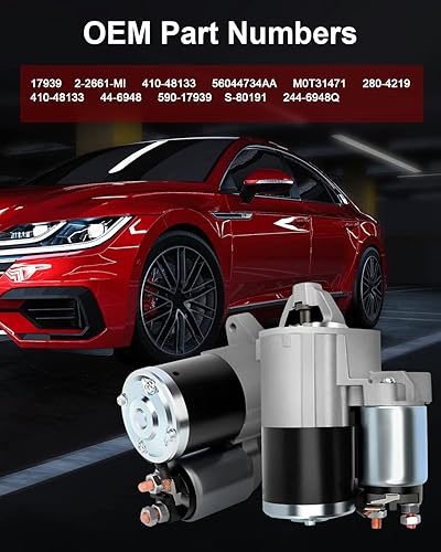 Miniatura 4 de Nuevo reemplazo de arranque para Jeep para Grand Cherokee 3.7L 2005-2010, 410-48133 2-2661-MI, 1.2kW/12 voltios de arranque