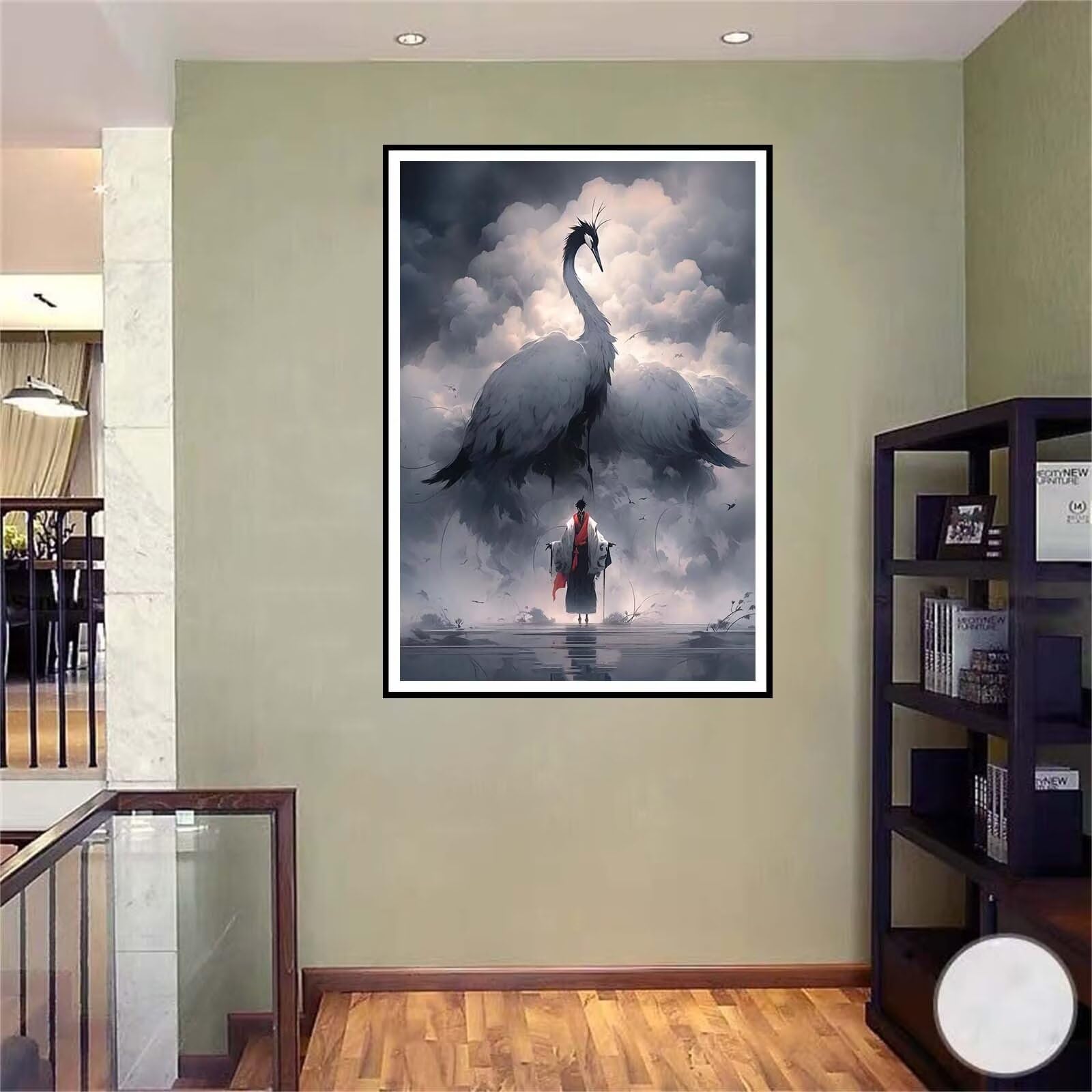 5D DIY Diamante Art Pintura kit Completo, Diamond Painting Adultos Niños Rhinestone Bordado de Punto de Cruz Artes Pintura Painting,Cuadros Decor para Cuarto, Sala de Estar - (Guerrero grulla) 60x90cm