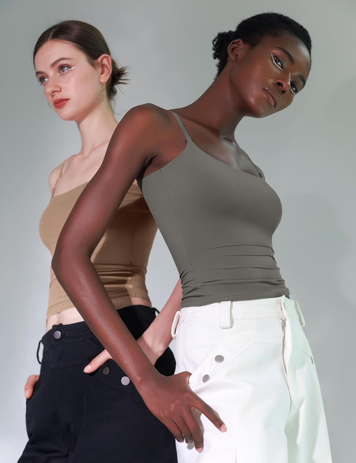 PUMIEY Women's Square Neck Tank Top Adjustable Spaghetti Straps Sleeveless Basic Tops Sharp Collection - Image 6