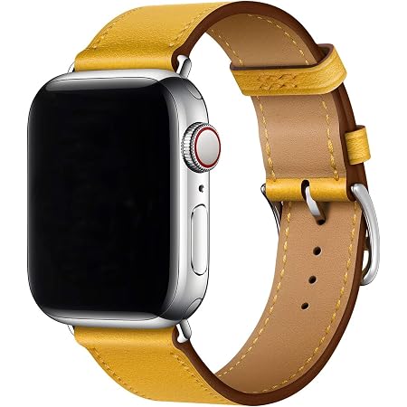 XCool Compatibile Cinturino Apple Watch 44mm 42mm 45mm, Pelle Giallo per  Donna Uomo per iwatch SE Serie 7 Serie 6 Serie 5 Serie 4 Serie 3 :  Amazon.it: Elettronica