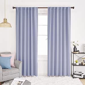 Deconovo Room Darkening Curtains, Solid Back Tab and Rod Pocket Curtains - Thermal Insulated Blackout Curtains for Office, 52x95 Inch, Light Purple, Set of 2