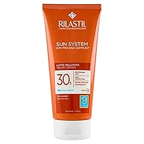 Rilastil Sun System Latte Vellutato, Emulsione Fluida dalla Texture Vellutata per Pelli Sensibili, Resistente all’Acqua, SPF 30, 200ml