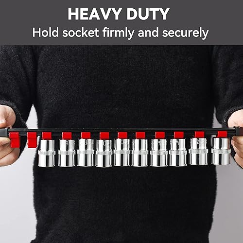 Miniatura 9 de ALOANES Organizador de llaves de vaso ABS de 18 piezas, 12 pulgada, 38 pulgadas y 14 pulgadas, soportes de riel de enchufe de alta resistencia,