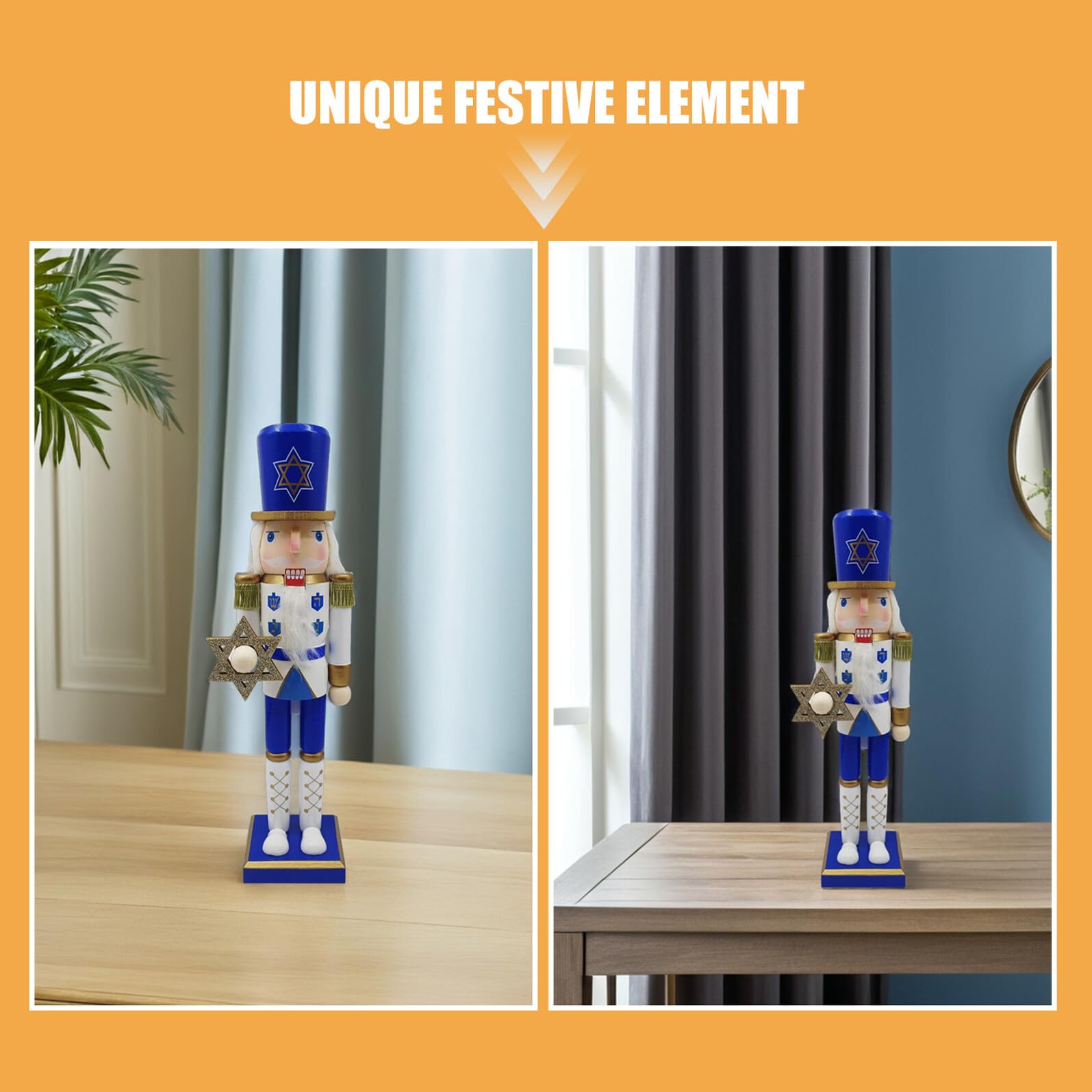 Cascanueces de Hanukkah de Madera de Adorno de Soldado y Estrella de David para Decoración de Mesa Fiesta Judía Figura de Madera
