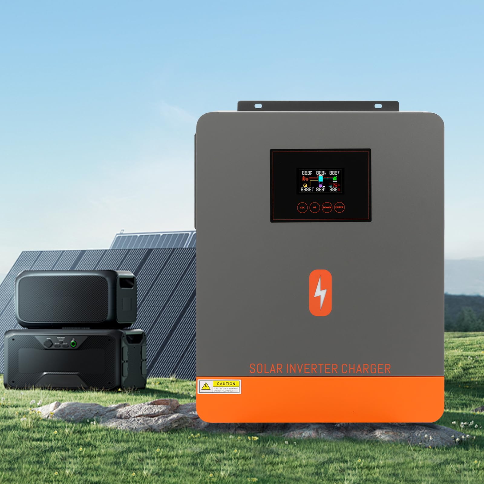Inversor solar híbrido de 4200 W, independiente de la red, inversor de onda sinusoidal pura CC 24 V a CA 230 V con regulador solar MPPT para baterías de plomo/litio