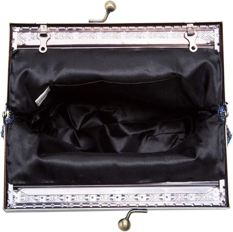 Vintage Beaded Sequin Peacock Clutch Purse Evening Bags (Blue)
