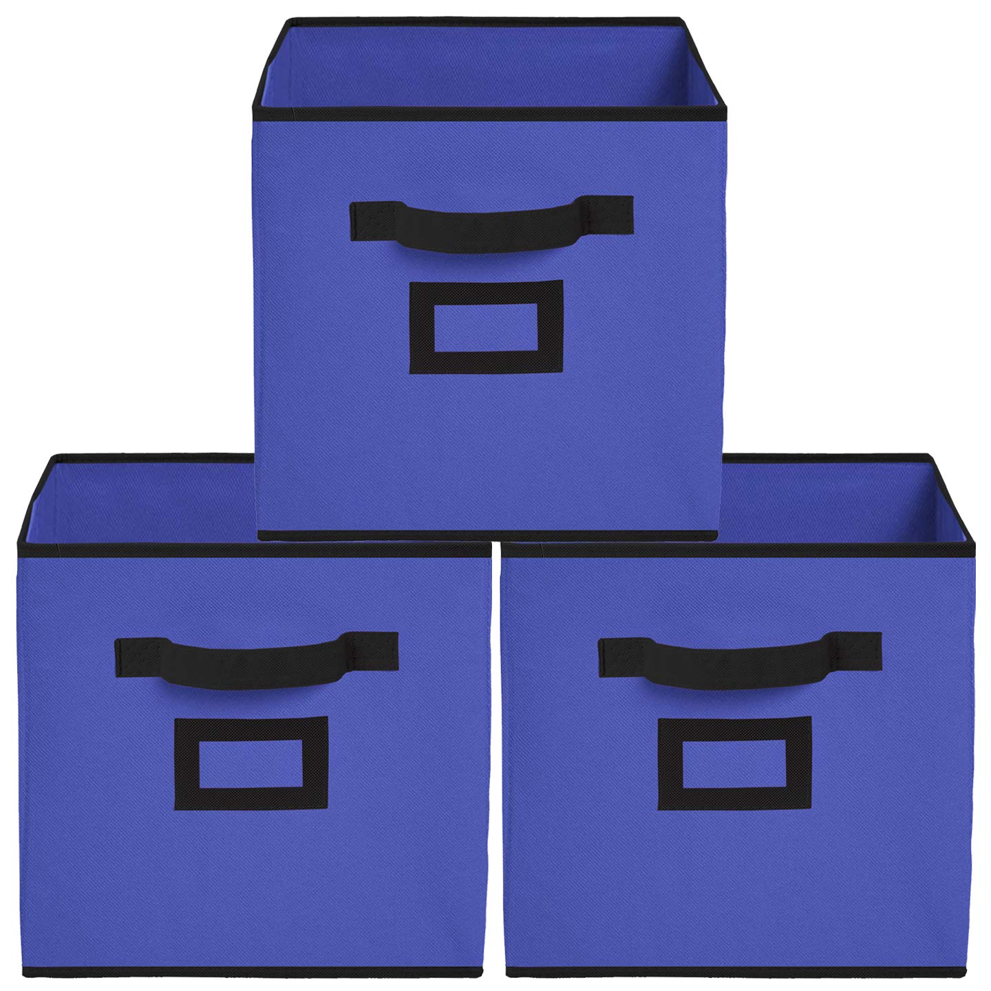 Heart Home Non Woven Fabric 3 Pieces Foldable Small Size Storage Cube Toy, Books, Shoes Storage Box with Handle, Extra Small (Purple)- HEART4878