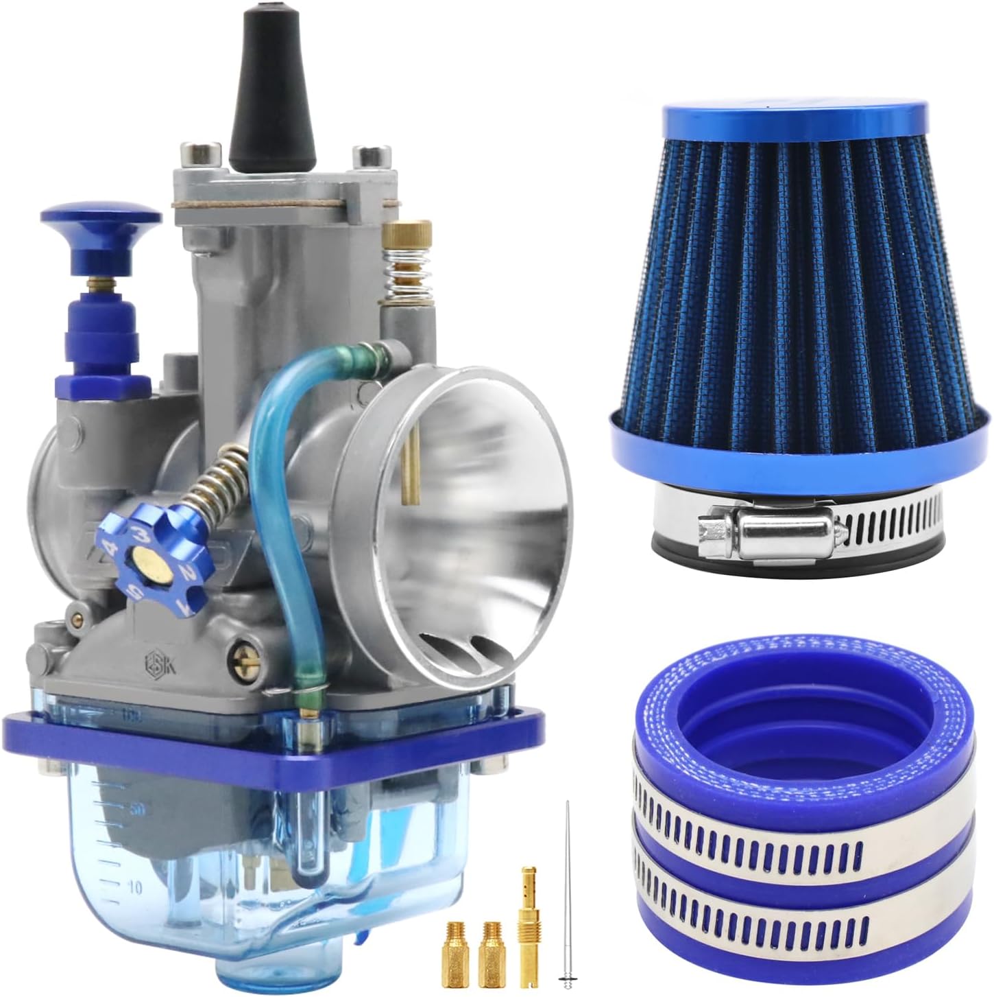 P-W-K 28MM Carburetor Kit with Air Filter Intake Manifold Carb Jets Universal Suitable for 2t/4t Dirt Pit Bike Motocross Motorcycle Scooter ATV Quad Go Kart