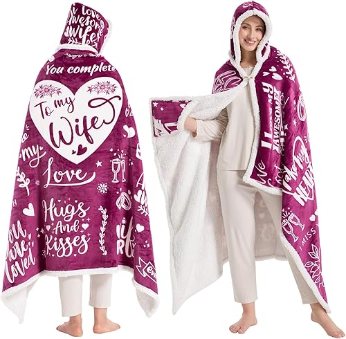 To My Wife Wearable Blanket Hoodie - Valentine's Day Gifts For Women