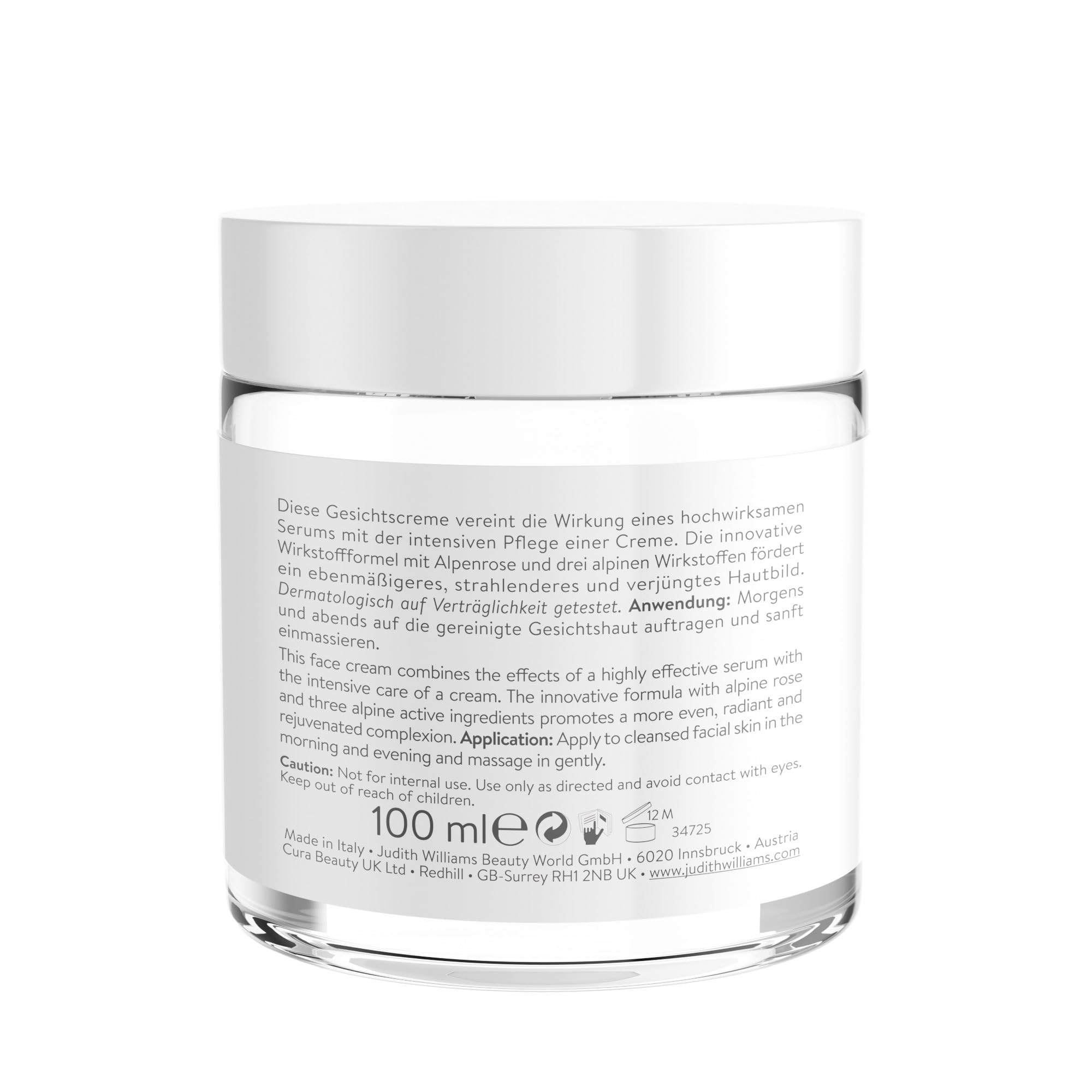 Judith Williams Cosmetics Skin Revolution Edelweiss Alpine Trio Serum Cream – beruhigt und unterstützt ebenmäßigen Teint – 100 ml