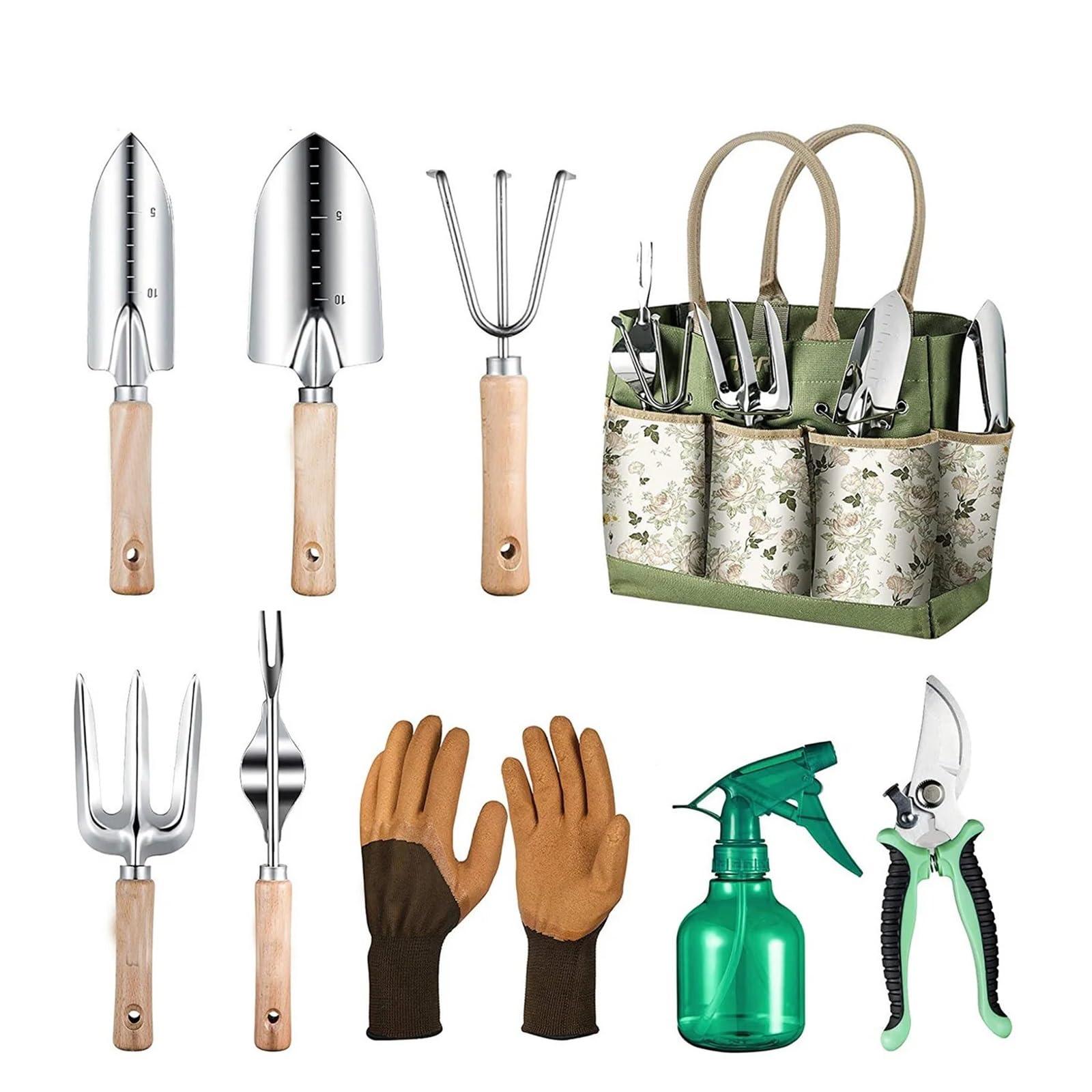 Ensemble d'outils de Jardin Robustes, Pelle, râteau, sécateur