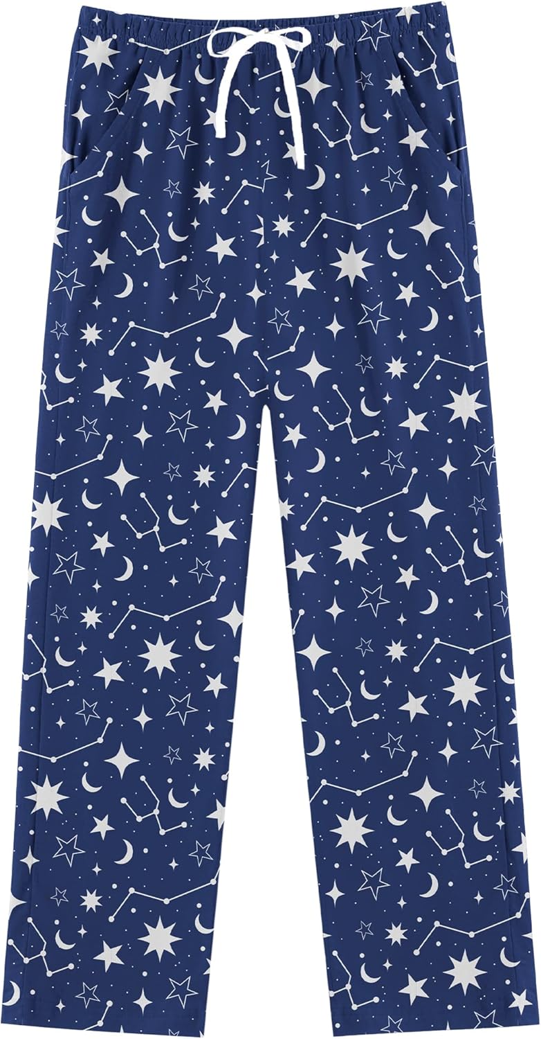 Pajama Pants Women Soft Comfy Casual Long Pj Bottoms Cute Blue Star Lounge Sleep Pants with Pockets & Drawstring - Image 6