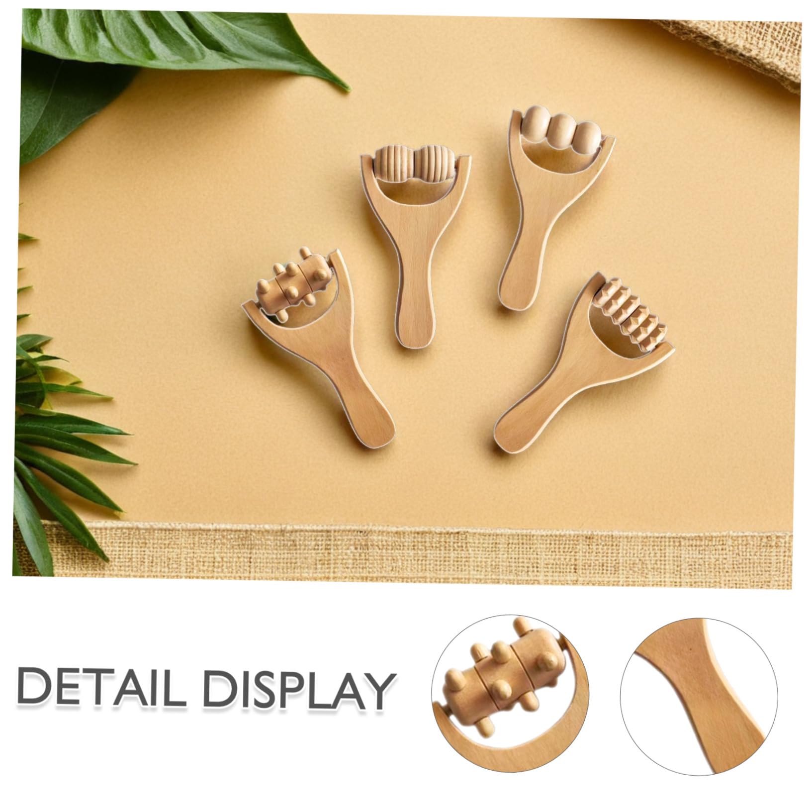 8piezas Rodillo De Masaje De Madera Herramienta Multifuncional Para Relajación De Pies Cuello y Espalda Masajeador Ergonómico Portátil Para Alivio De Estrés Casa y Viajes