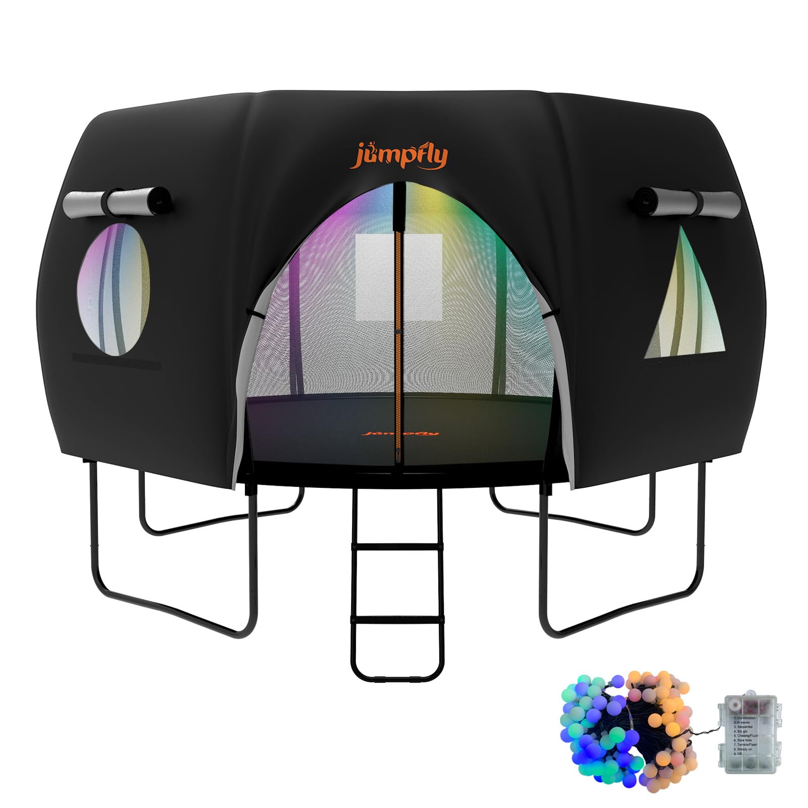 jumpfly10FT 8 Curved Poles Trampoline Tent Black