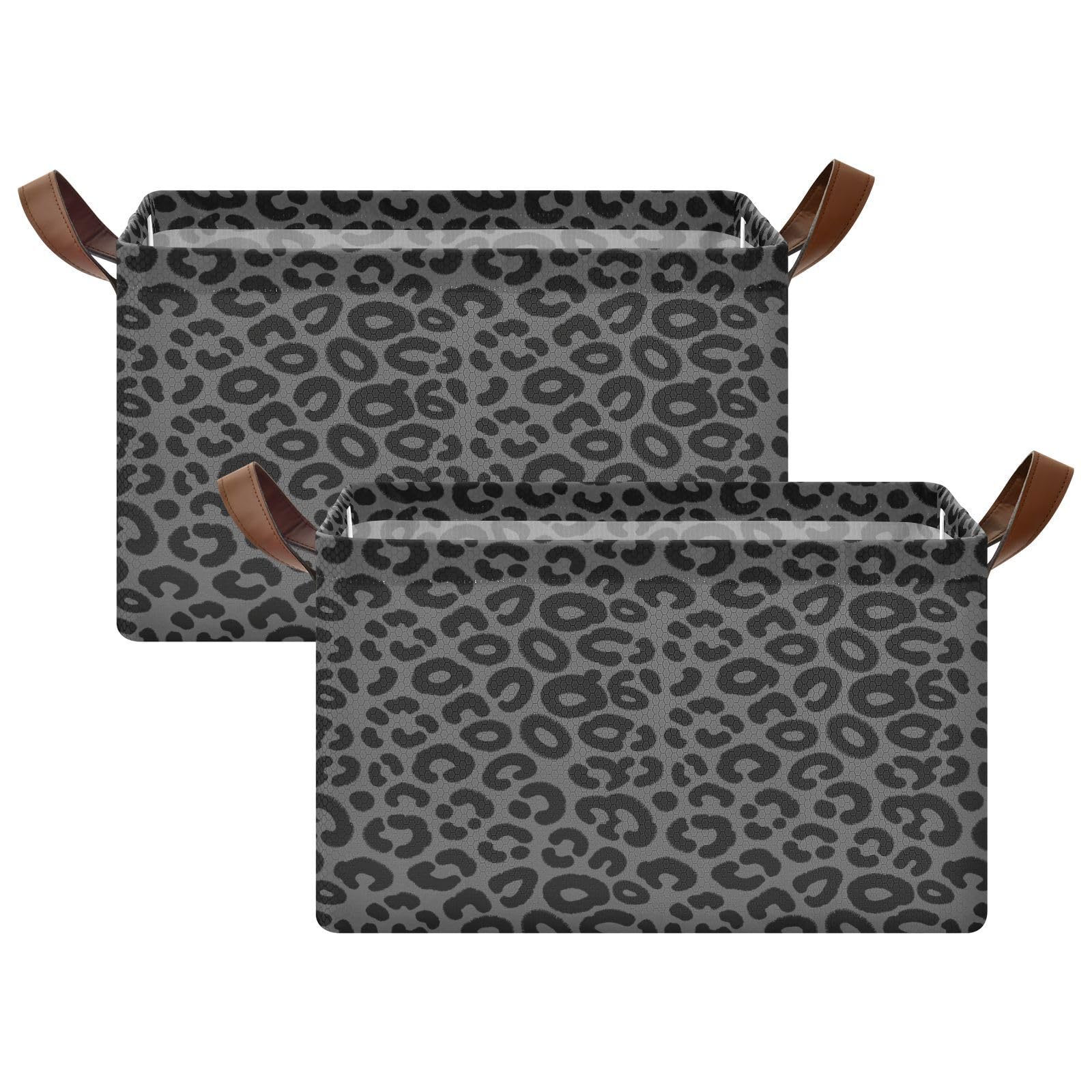 FRODOTGV Contenedores de almacenamiento abiertos para armario, dormitorio, cocina, negro, gris, leopardo, M