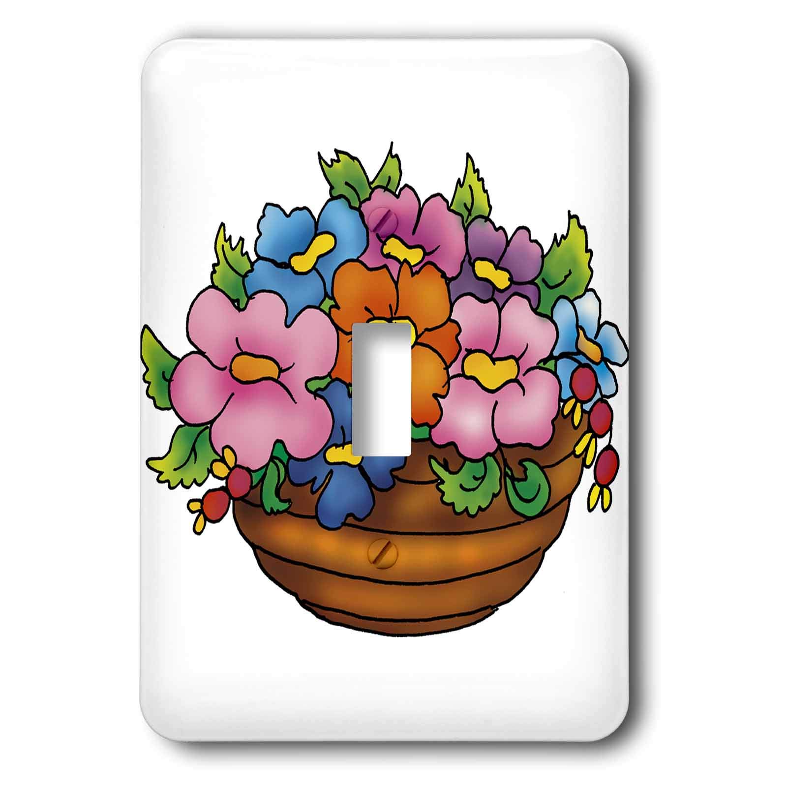 Panier de fleurs colorées 3dRose LSP_41876_1 interrupteur décoratif