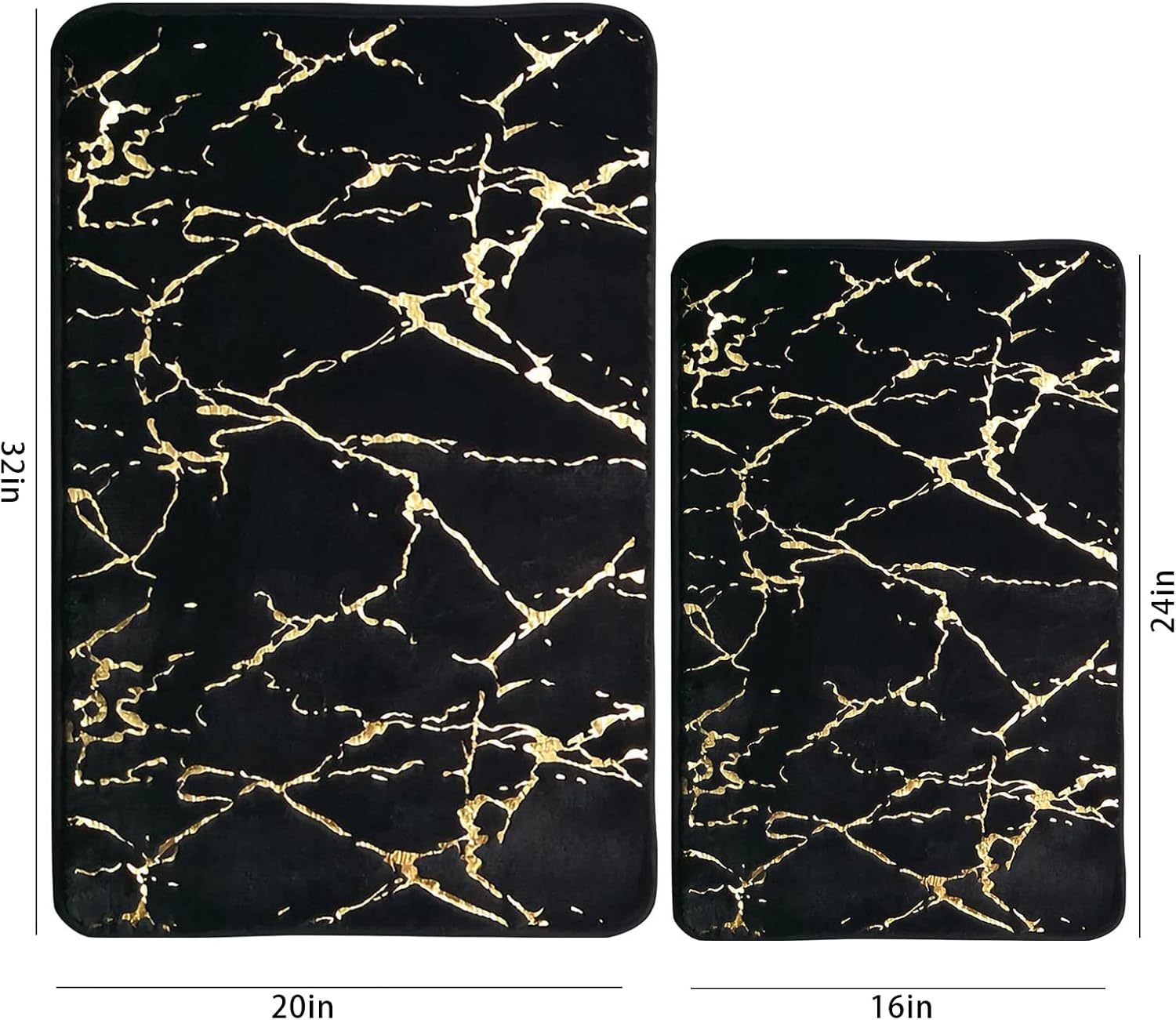 Eanpet Marble Bathroom Rugs Nonslip Black Gold Bathroom Mats Ultra Soft Washable Bath Mats for Bathroom Floor Mats Carpet Water Absorbent Shower Rug Decoration for Bedroom Living Room - Image 4