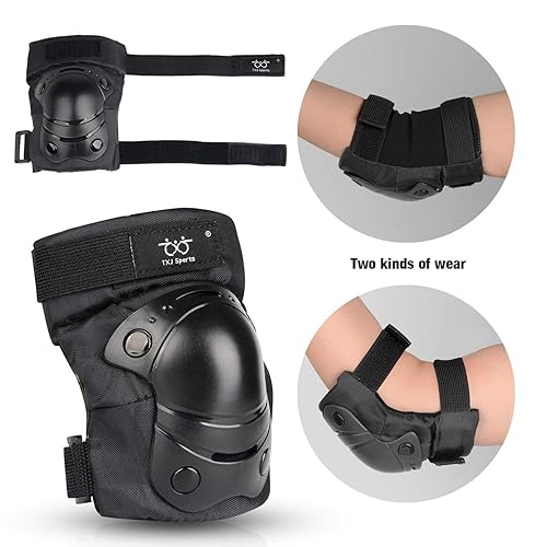 Miniatura 5 de boruizhen Rodilleras y coderas para niños y adultos y jóvenes con muñequeras 3 en 1, conjunto de equipo de protección para patineta, ciclismo, BMX,