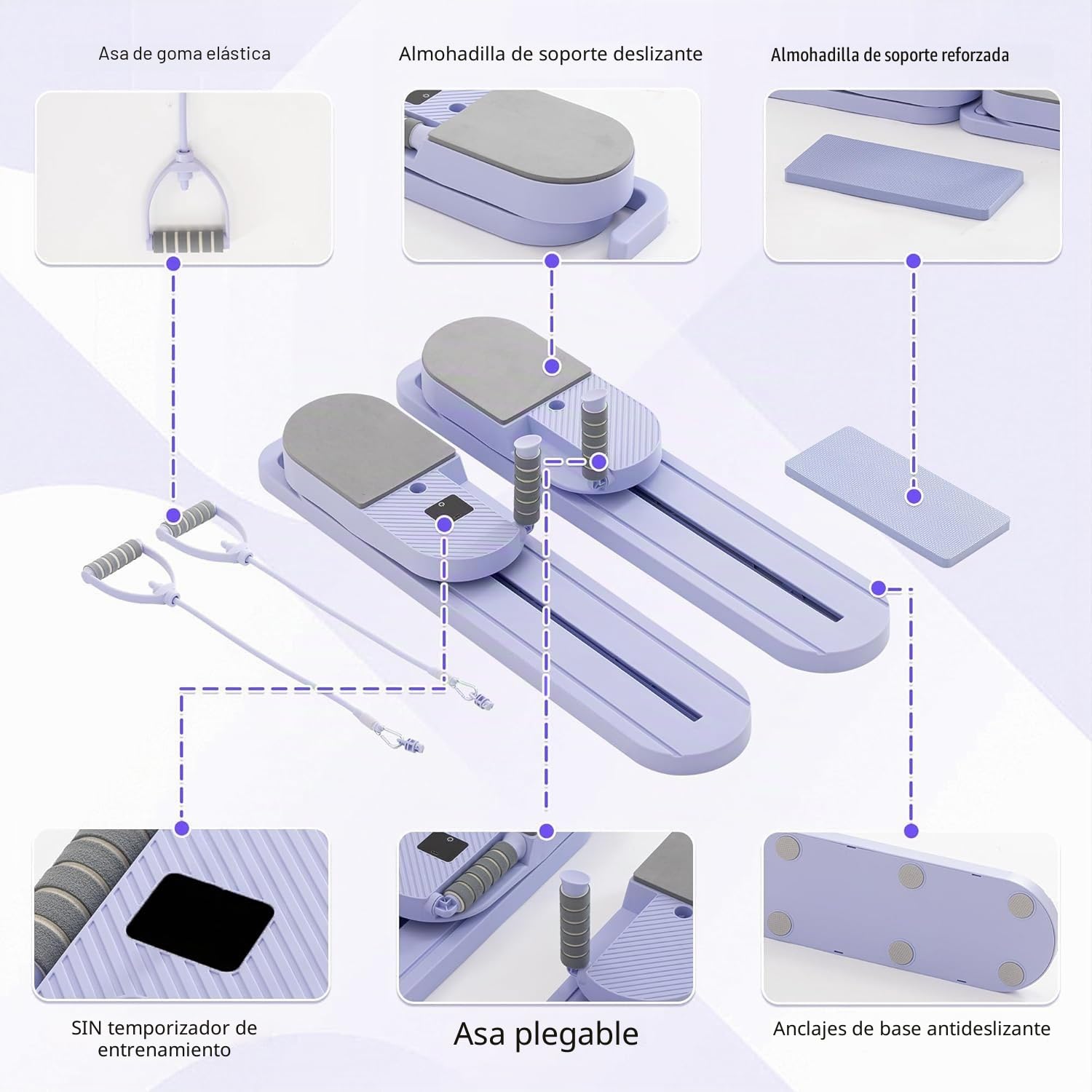 Tabla Reformer para Pilates con Bandas de Resistencia - Máquina de Pilates Portátil, Entrenamiento de Cuerpo Completo para Casa, Fortalecimiento del Núcleo, Tonificación de Glúteos y Piernas,
