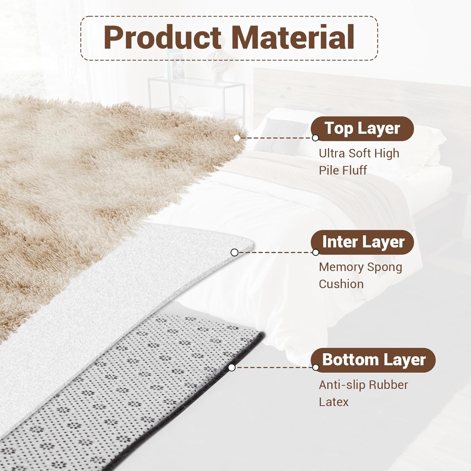 COZYLOOM Fluffy Area Rugs 9x12 Living Room Rug Large Bedroom Carpet Big Shag Indoor Thick Soft Nursery Rug Fluffy Carpets for Boy and Girls Room Dorm Home Decor, Tie-dye Coffee