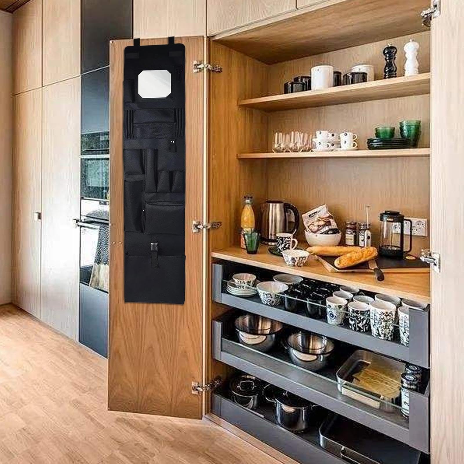 Appendiabiti Organizzatore Da Armadietto | Organizzatore con Specchio per Porte di Armadi da Lavoro | Appendibile Risparmio Spazio In Tessuto Oxford Per Guardaroba Palestra Divise Uniformi Camera Lett